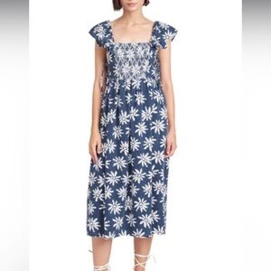 ANTHROPOLOGIE: EN SAISON Square Neck Midi Dress with‎ Side Tie Cutout Details